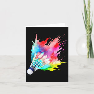 Badminton Shuttle Waterverf Player Gift Artistiek Kaart