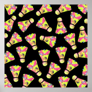 Badminton Shuttlecock Art Kleurrijk patroon cadeau Poster