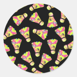 Badminton Shuttlecock Art Kleurrijk patroon cadeau Ronde Sticker