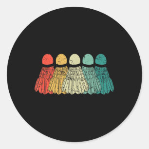 Badminton Shuttles Game Match Racket Ball Retro VI Ronde Sticker