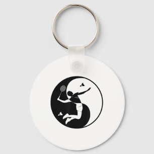 Badminton-speler Game Shuttle Yin-yang-symbool Bad Sleutelhanger