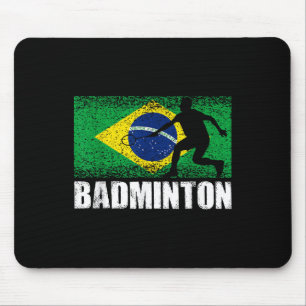 Badminton Sport, Retro Brazilië Vlag, Braziliaans Muismat