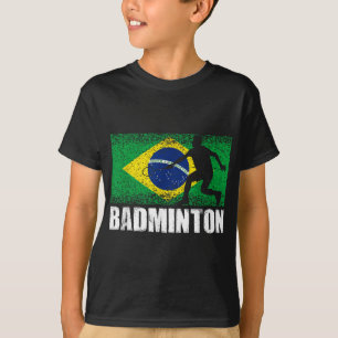 Badminton Sport, Retro Brazilië Vlag, Braziliaans T-shirt