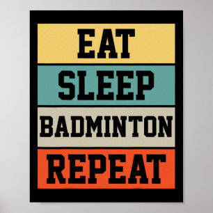 Badminton Sport Speler Retro Grappig Cadeau Poster