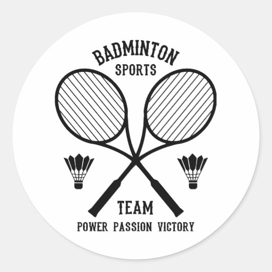 Badminton Sport Team Ronde Sticker (Voorkant)