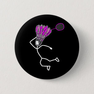 Badminton stijlvolle coole stickfiguur meisje ronde button 5,7 cm