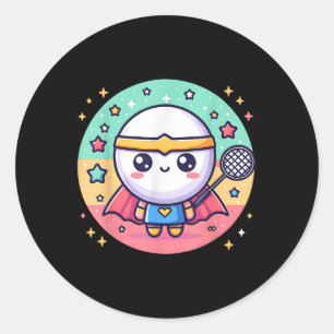 Badminton Superheld Super Hero Badminton Ronde Sticker