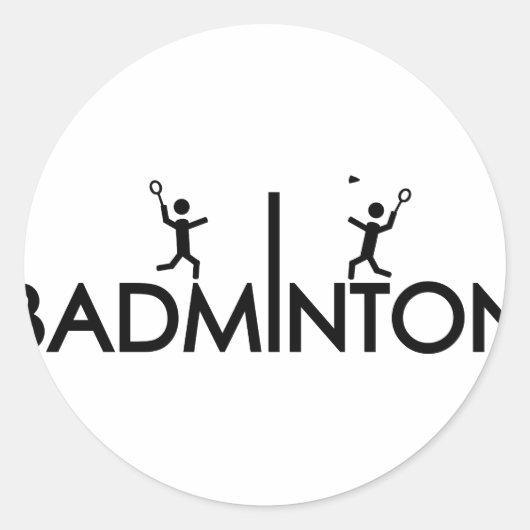 badminton-tekstpictogram ronde sticker (Voorkant)