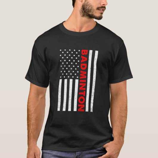 Badminton Usa Flag Graphic Badminton Player Shuttl T-shirt (Voorkant)
