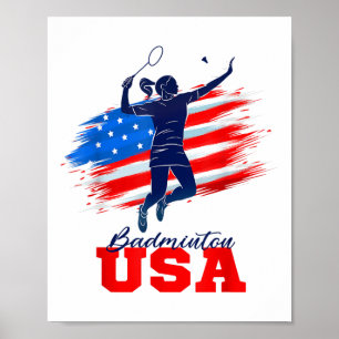 Badminton Usa Steun Team Amerikaanse Vlag Sport Lo Poster