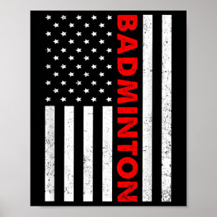 Badminton Usa Vlag Grafisch Badminton Speler Shutt Poster
