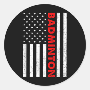 Badminton Usa Vlag Grafisch Badminton Speler Shutt Ronde Sticker