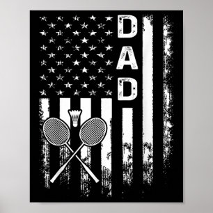 Badminton Vader Amerikaanse Vlag Vintage Kerstmis Poster