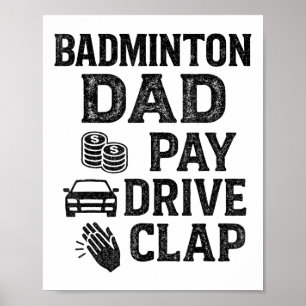 Badminton Vader Betaal Rit Klap Grappige Vader Tak Poster