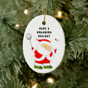 Badminton vakantiegeschenk keramisch ornament