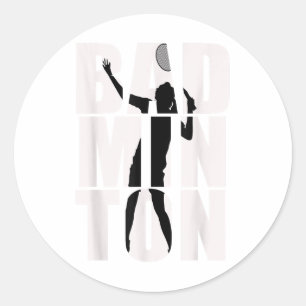 Badminton voor mannen, vrouwen, meisjes en jongens ronde sticker