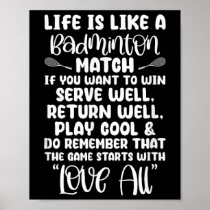 Badminton Wedstrijd Sport Speler Racket Shuttle Ga Poster