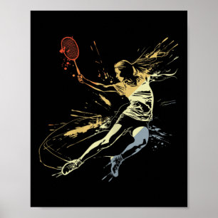 Badminton Woman Grafitti Shuttle Game voor meisjes Poster