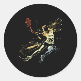 Badminton Woman Grafitti Shuttle Game voor meisjes Ronde Sticker