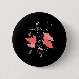 Badmintonmeisje - Smash Shuttle Atleet Sport  Ronde Button 5,7 Cm