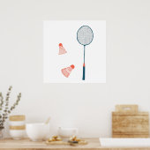  badmintonprint - Racquet en Birdies Art Poster (Keuken)
