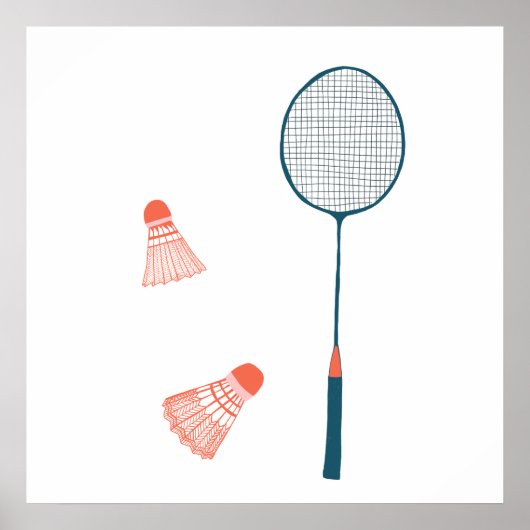  badmintonprint - Racquet en Birdies Art Poster (Voorkant)