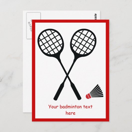 Badmintonracket en shuttlecock verticaal briefkaart (Voorkant / Achterkant)