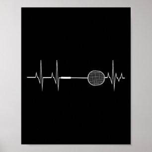 Badmintonracket Hartslag Grappig Speler Cadeau Shi Poster