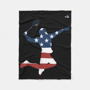 Badmintonspeler Amerikaanse vlag kleding Badminton Fleece Deken