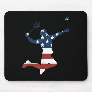 Badmintonspeler Amerikaanse vlag kleding Badminton Muismat