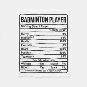 Badmintonspeler Informatie En Voedingsfeiten Fleece Deken