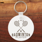 Badmintonspeler met minimalistische rackets sleutelhanger (Achterkant)