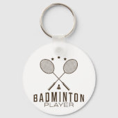 Badmintonspeler met minimalistische rackets sleutelhanger (Achterkant)