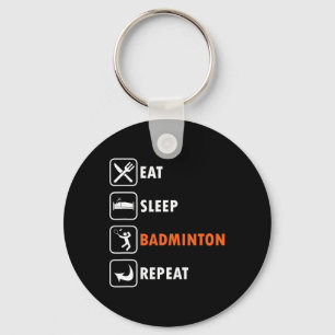 Badmintonspeler Racket Shuttle Atleet Eet Slaap Sleutelhanger
