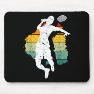 Badmintonspeler Retro Badminton Team Shuttle Spele Muismat