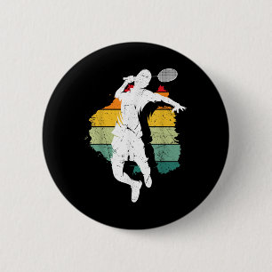 Badmintonspeler Retro Badmintonteam Shuttle Play Ronde Button 5,7 Cm