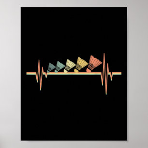 Badmintonspeler Retro Hartslag - Badminton Sport Poster