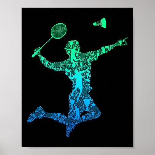 Badmintonspeler Shuttle Boys Kinder Mannen Jeugd Poster (Voorkant)