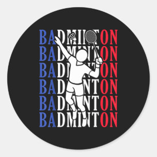 Badmintonspeler Spelers Coach Fans Jongens Man Ret Ronde Sticker