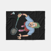 Badmintonspeler springend fleece deken (Voorkant (Horizontaal))