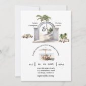  badpalmboom boho strand bruiloft kaart (Voorkant)
