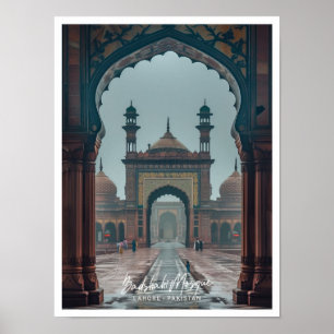 Badshahi Moskee in Lahore Kunst reis beroemde plaa Poster