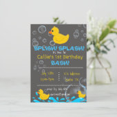 Badtijd Rubber Ducky verjaardag uitnodiging (Staand voorkant)