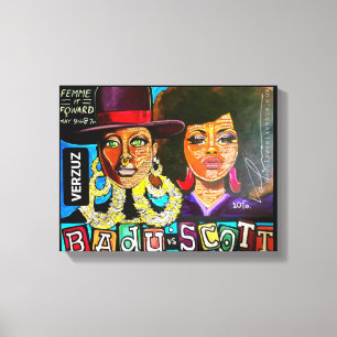 "Badu vs Scott" van Valencia Goodwin Canvas Afdruk