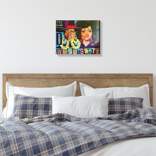 "Badu vs Scott" van Valencia Goodwin Canvas Afdruk (Insitu (Slaapkamer))