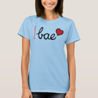 Bae-baby tekst en rood hart met vriendnaam t-shirt