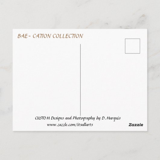 BAE-CATION #1 Briefkaart (Achterkant)