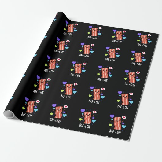 Bae-con Funny Bacon Pun Cadeaupapier (Uitgerold)