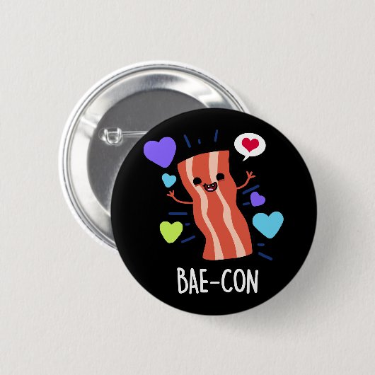 Bae-con Funny Bacon Pun Ronde Button 5,7 Cm (Voorkant /achterkant)