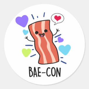 Bae-con Funny Bacon Pun Ronde Sticker